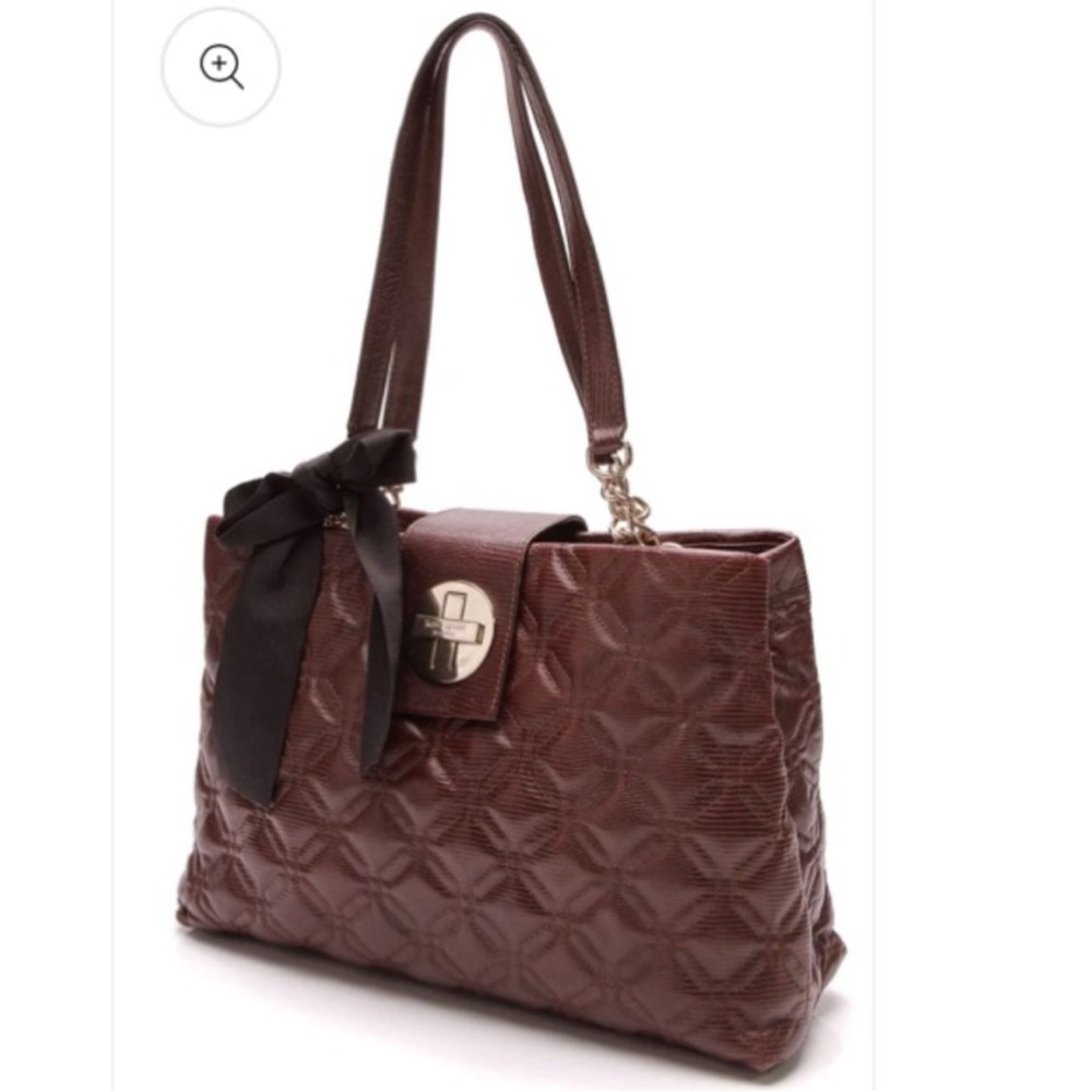 Burgundy Shoulder bag ELENA Astor Court Tote Quilted genuine Leather Chain